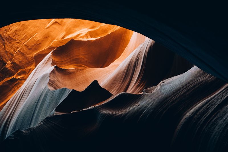 Light glowing on the sandstone walls of a slot canyon in Arizona